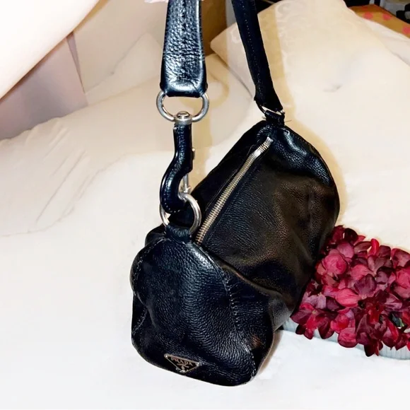 PRADA Authentic Black Leather Shoulder Bag - Picture 2 of 16